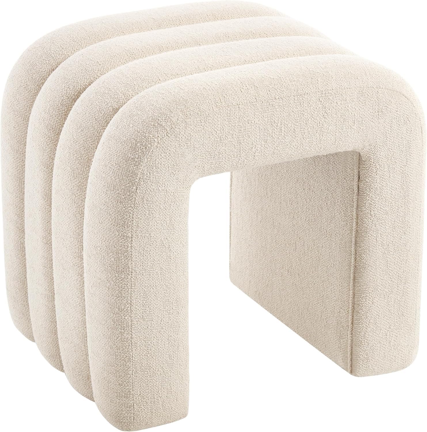 Kundi Multi-Functional Ottoman Stool with Soft Cushion | Modern Footrest for Couch | Vanity Stool for Makeup Room, Living Room & Entryway | Small Cute Footstool(White) (Beige)-image-47
