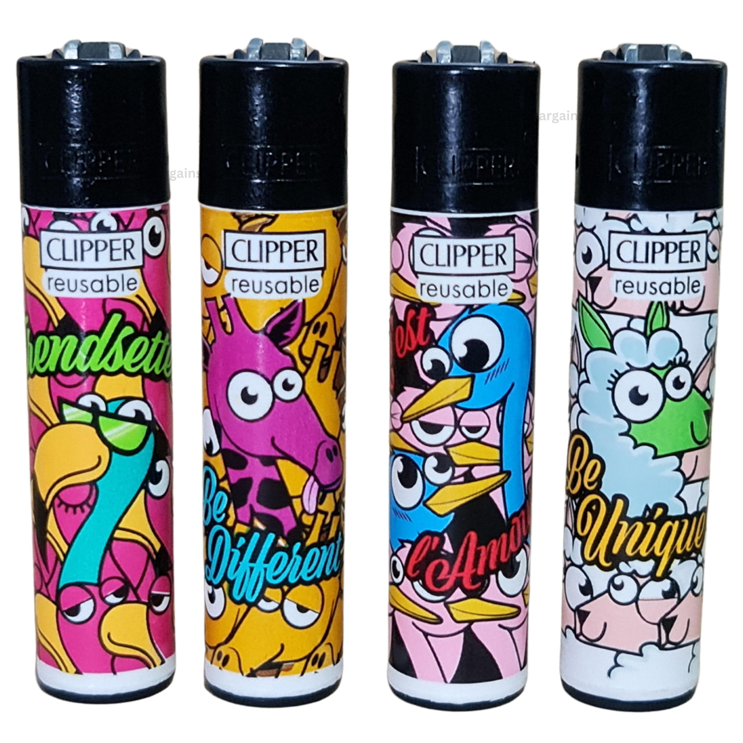 4 x Clipper Lighter Set Gas Refillable Windproof Lighters Standarad Size Replaceable Flint Rare Limited Edition (Planet Flowers 1) — view 42