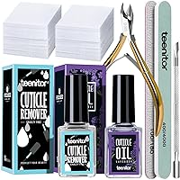 Vista 1 de Teenitor Removedor de suavizante de cutículas, aceite de cutícula, juego de herramientas para el cuidado de uñas con recortador de cutículas