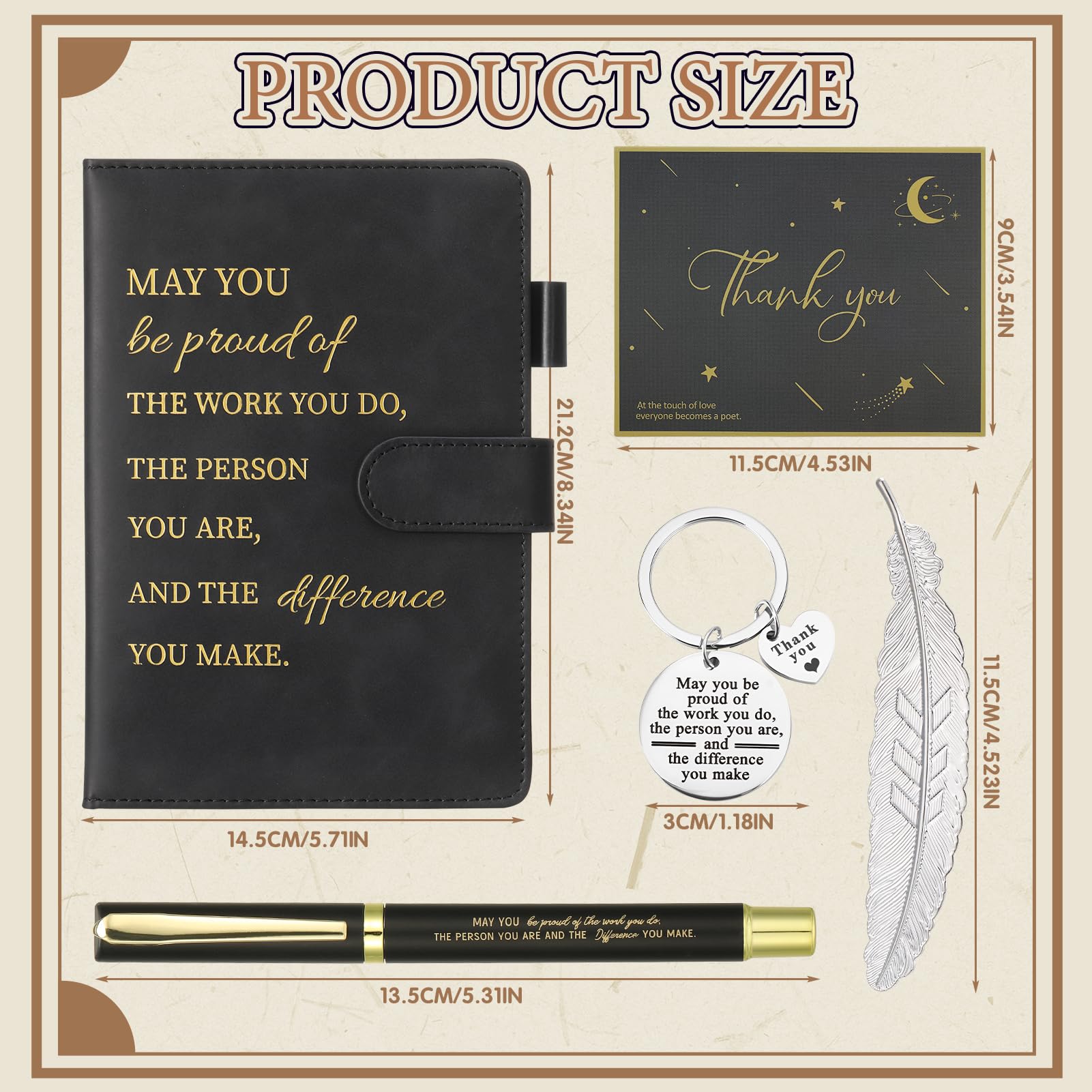 Candcamp Thank You Gifts for Women Inspirational Notebook and Pen Set Leaving Gifts for Colleagues Women New Job Gifts for Women Employee Volunteer Teacher(Black) - Image 2