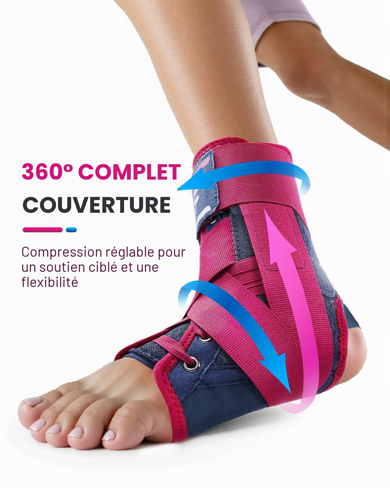 Fitomo Attelle de Cheville Homme Femme - Stabilisateurs Latéraux Amovibles pour Soutien et Stabilisation - Conçu pour la Récupération de Entorses, Tendinite d'Achille, Faiblesse et Gonflement, L