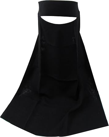 Womens 1-Layer Saudi Black Niqab Face Veil for Hijab Soft 1 Piece Burqa-No Screen