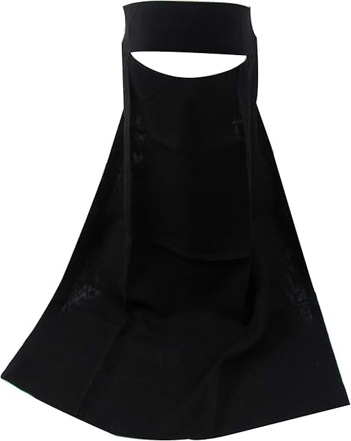 TheHijabStore.com Women's 1-Layer Saudi Black Niqab Face Veil for Hijab Soft 1 Piece Burqa-No Screen