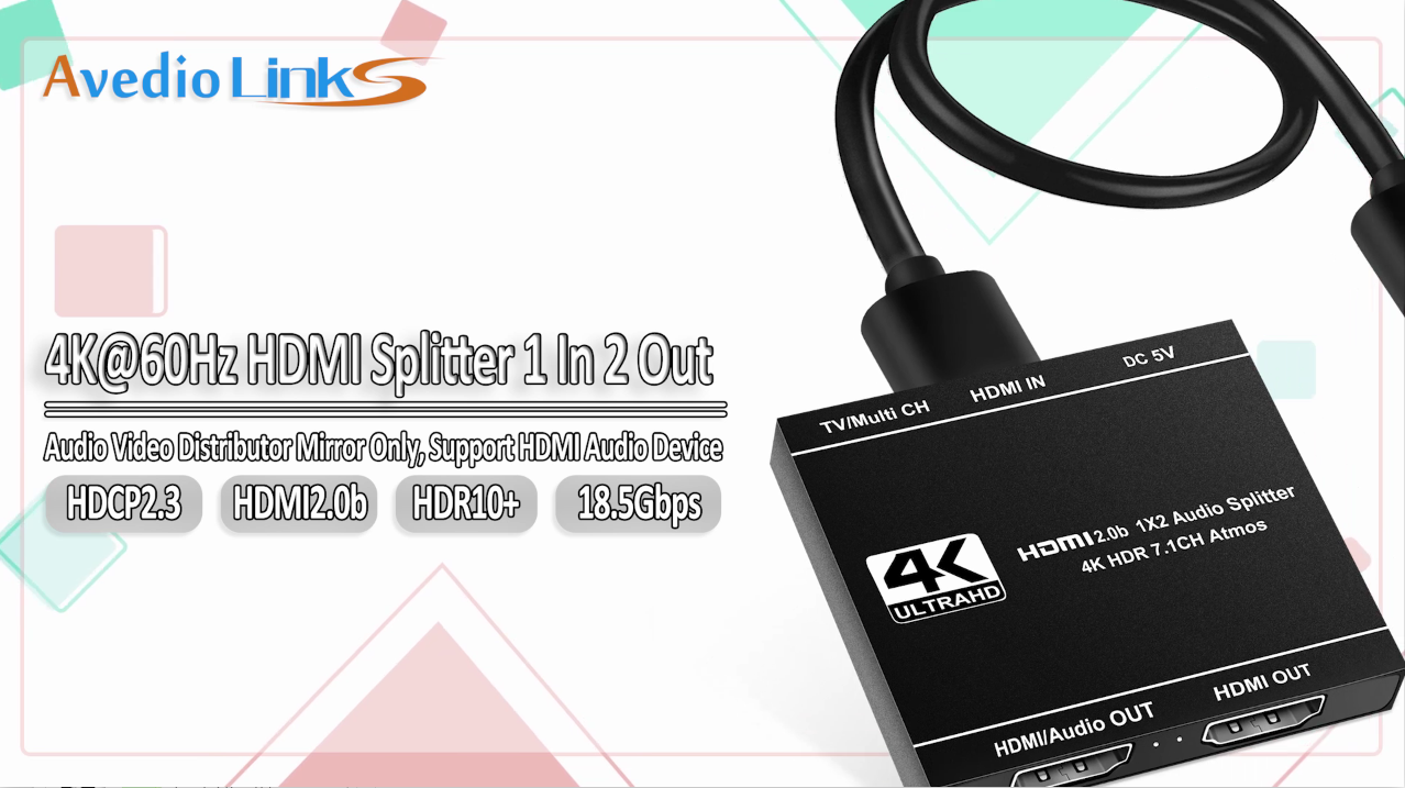 Amazon.com: avedio Links 4K@60Hz HDMI Splitter 1 in 2 Out, 4K HDMI