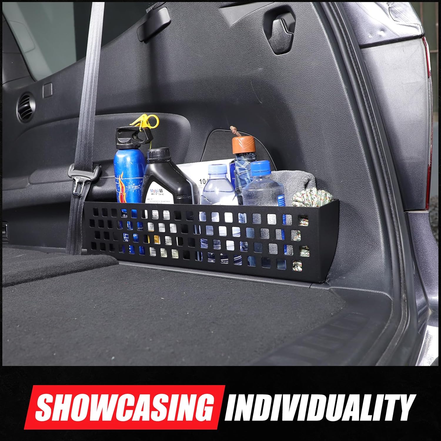 Rear Trunk Molle Panel Trunk Organizer for Honda Pilot 2016-2022 Accessories Modular Storage Panel Trunk Side Cargo Rack Shelf Organizer Basket Rear Boot Metal Fence Storage Box Bin (Right)