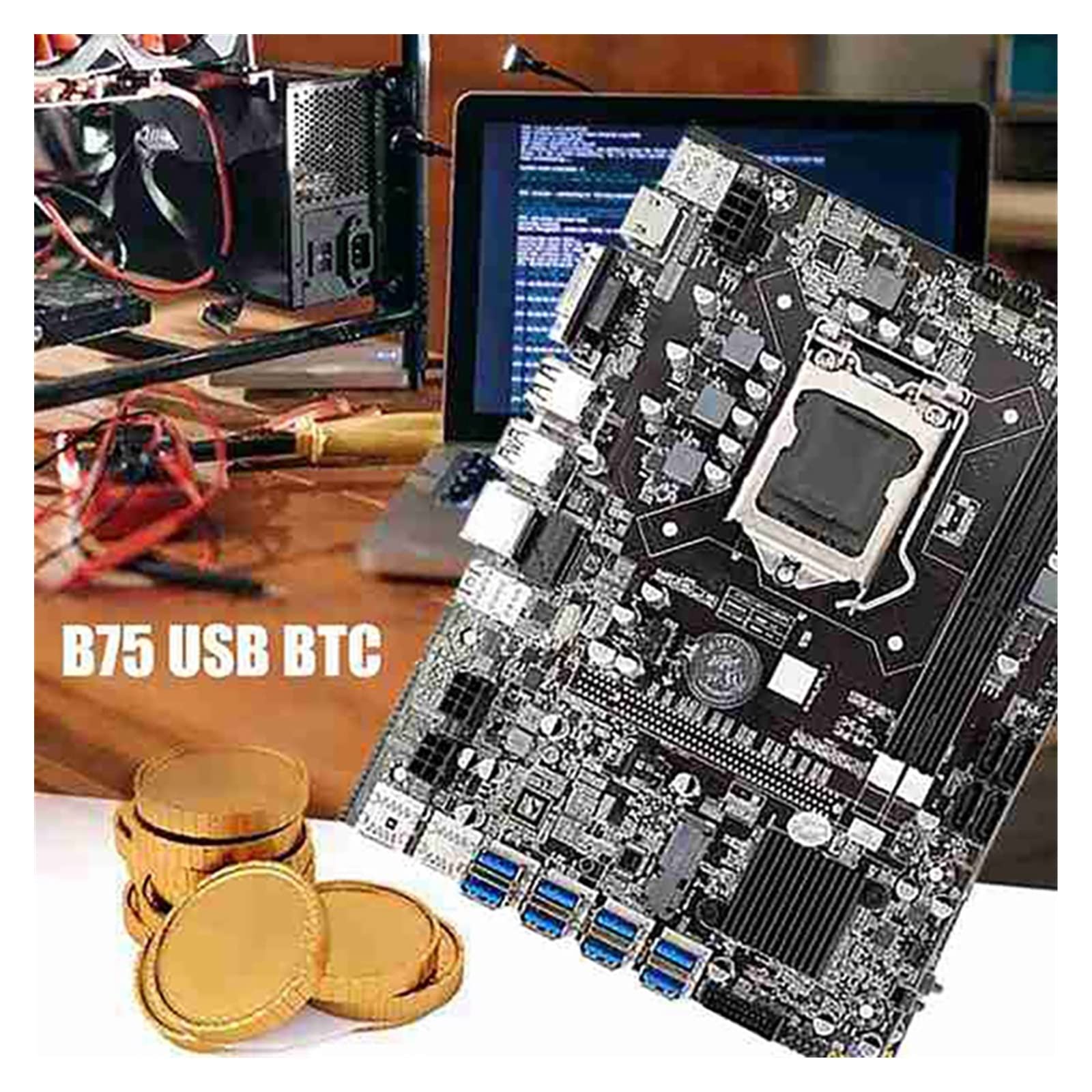 8 GPU Mining Motherboard B75 1155 BTC Motherboard ETH B75 for RTX 3060  wiianoxd B75 8