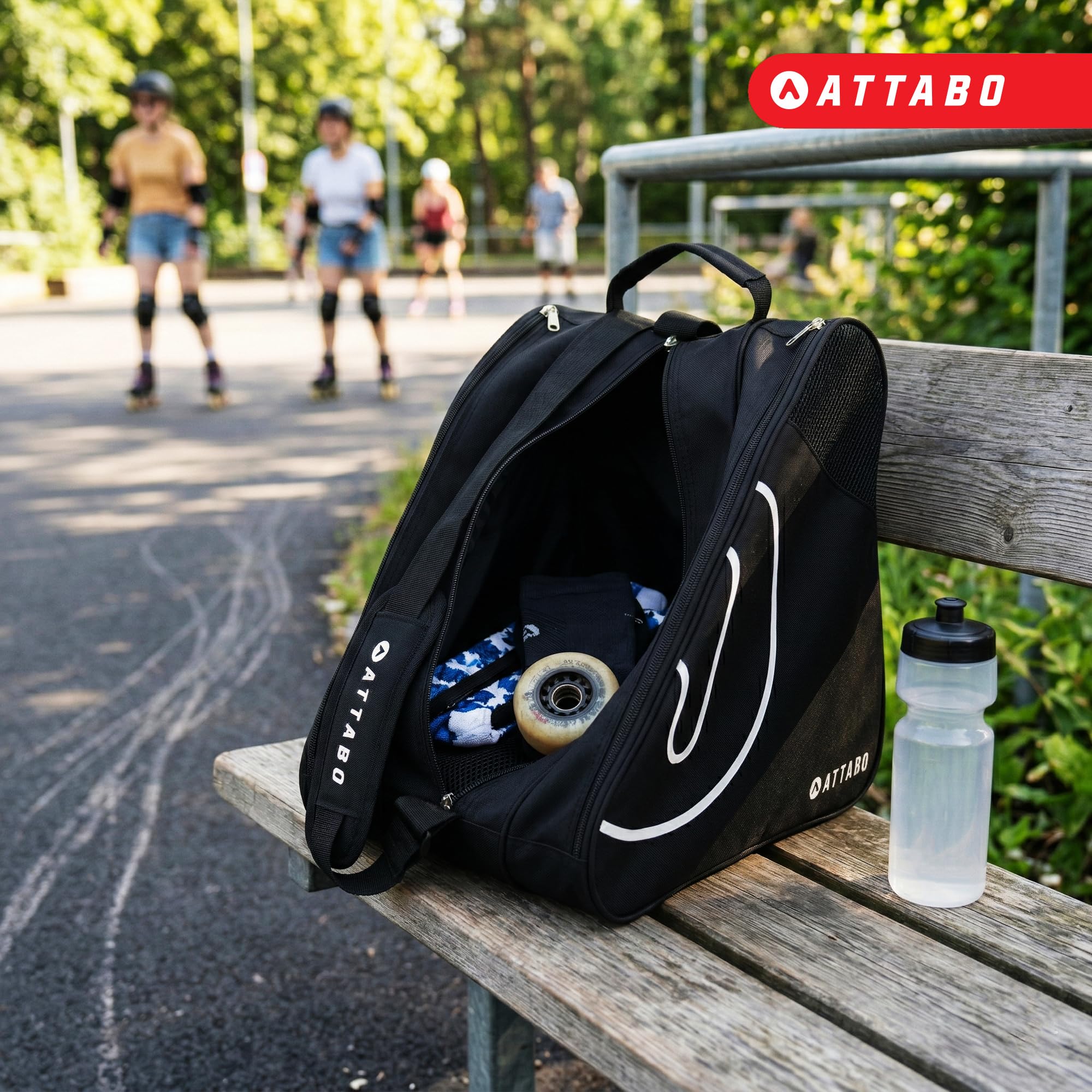 ATTABO Sako - Bolsa para Patines de Ruedas con 3 Compartimentos, poliéster y Sistema de ventilación, 38 l Grande, para Patines en línea y Patines — view 6