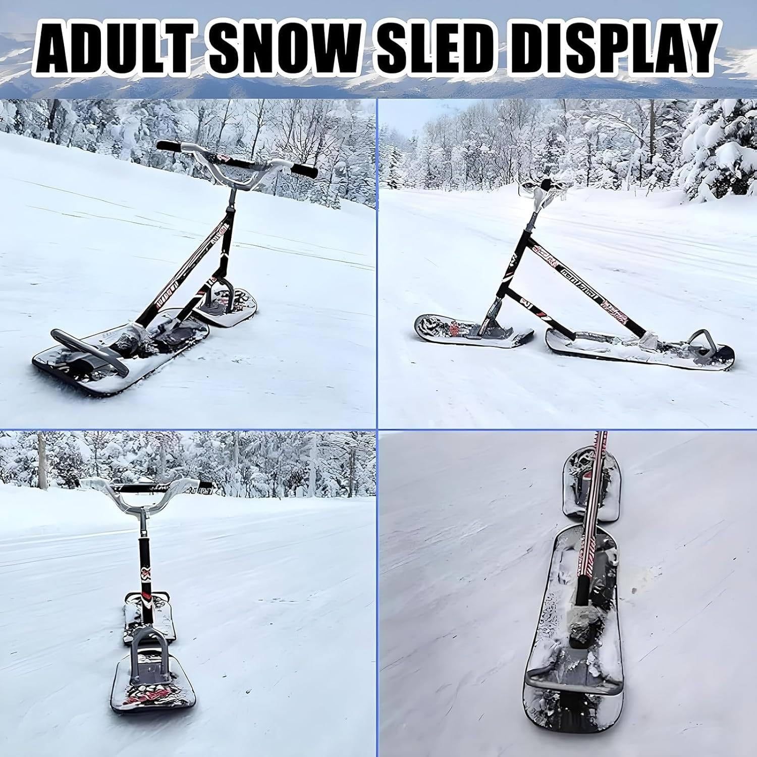 Winterspaß Mit Skiern, Schlittschuhen, Schneescooter, Ski-Scooter, Rodelschlitten Und Snowboard Mit Lenker, Vielseitig Einsetzbarem, Tragbarem Sandboard Und Snowskate. A