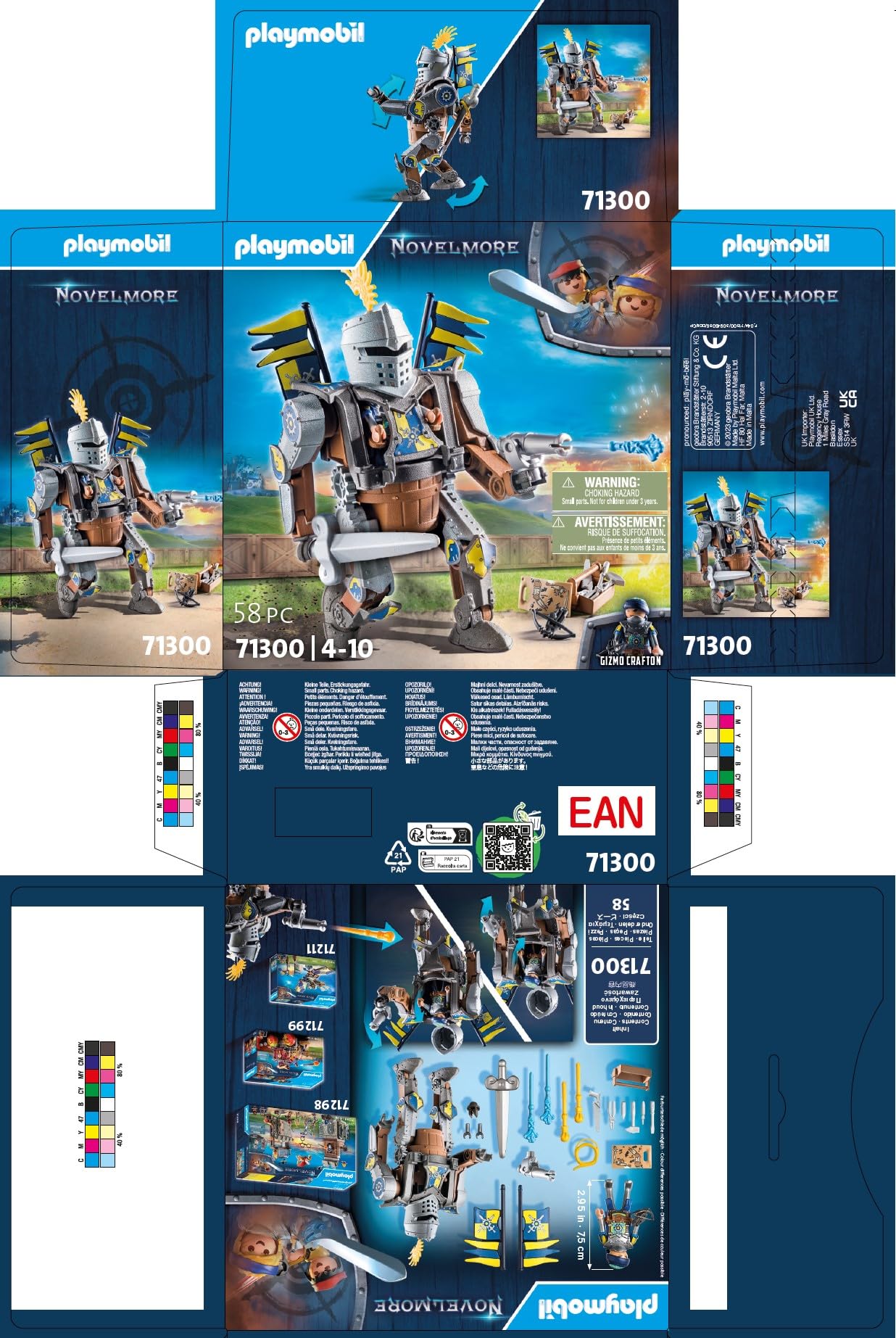 PLAYMOBIL Novelmore 71300 Novelmore - Combate Robot, el Caballero Gizmo Crafton y su Fuerte Robot de Batalla, Armado con Espada y cañón para el Torneo, Juguetes para niños a Partir de 4 años