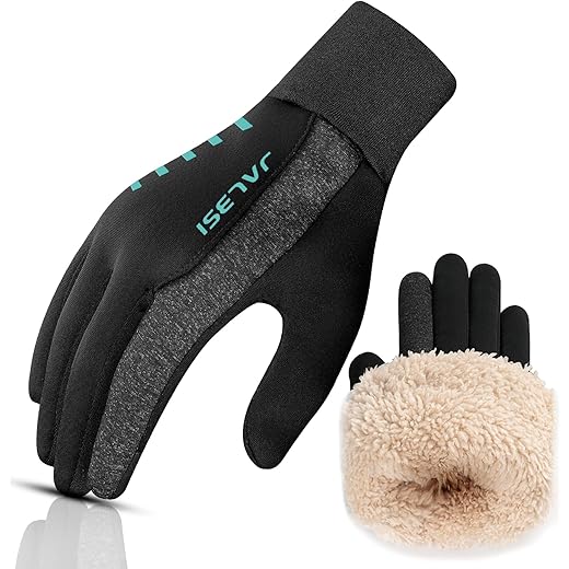 JALBSI Winter Gloves Men Women Thermal Wool Fleece Liner Insulated Touchscreen Warm Glove Running Driving Cycling Cold Weather