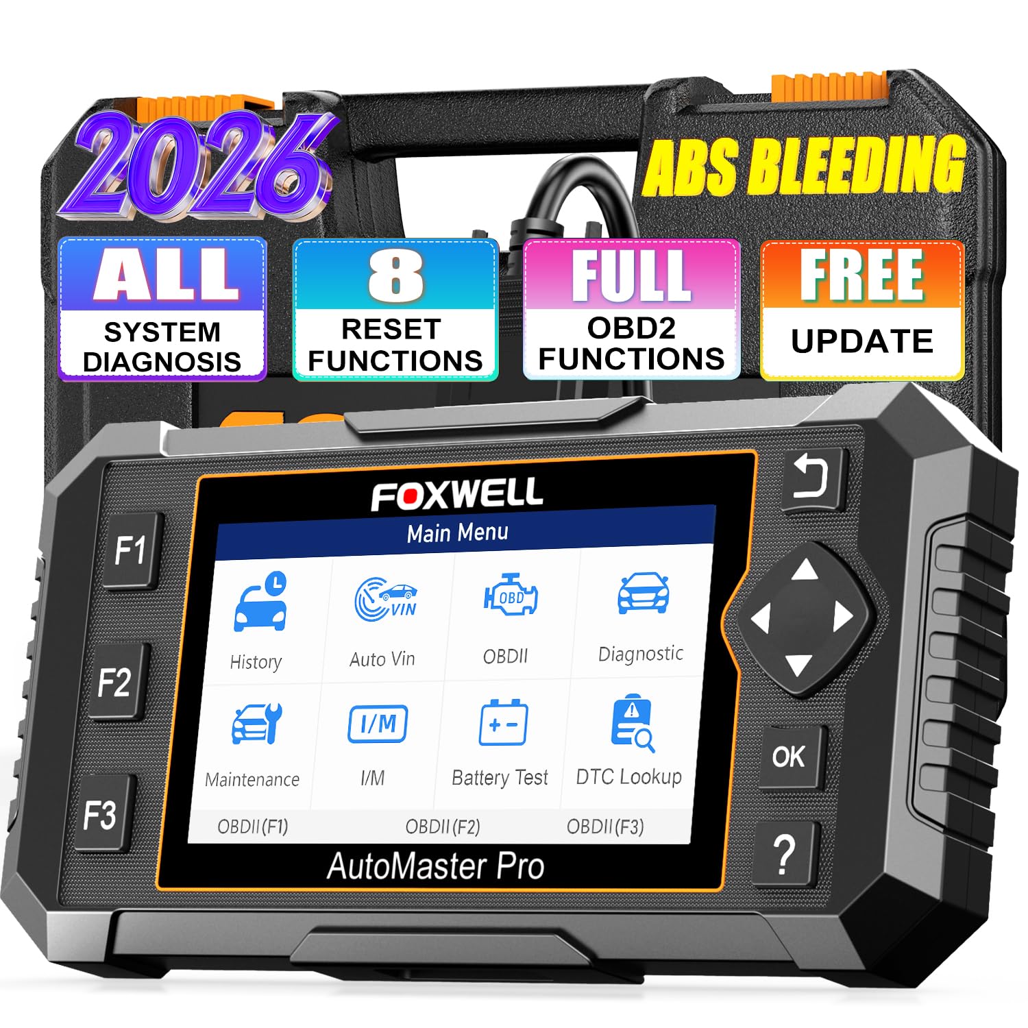 2026 FOXWELL NT624 Elite OBD2 Scanner, All System with 8 Resets ABS Bleeding/SAS/Oil/TPS/EPB/BRT/Injector/D-P-F Resets Battery Test Upgrade of NT614 Elite Car Code Reader Scan Tool for All Cars