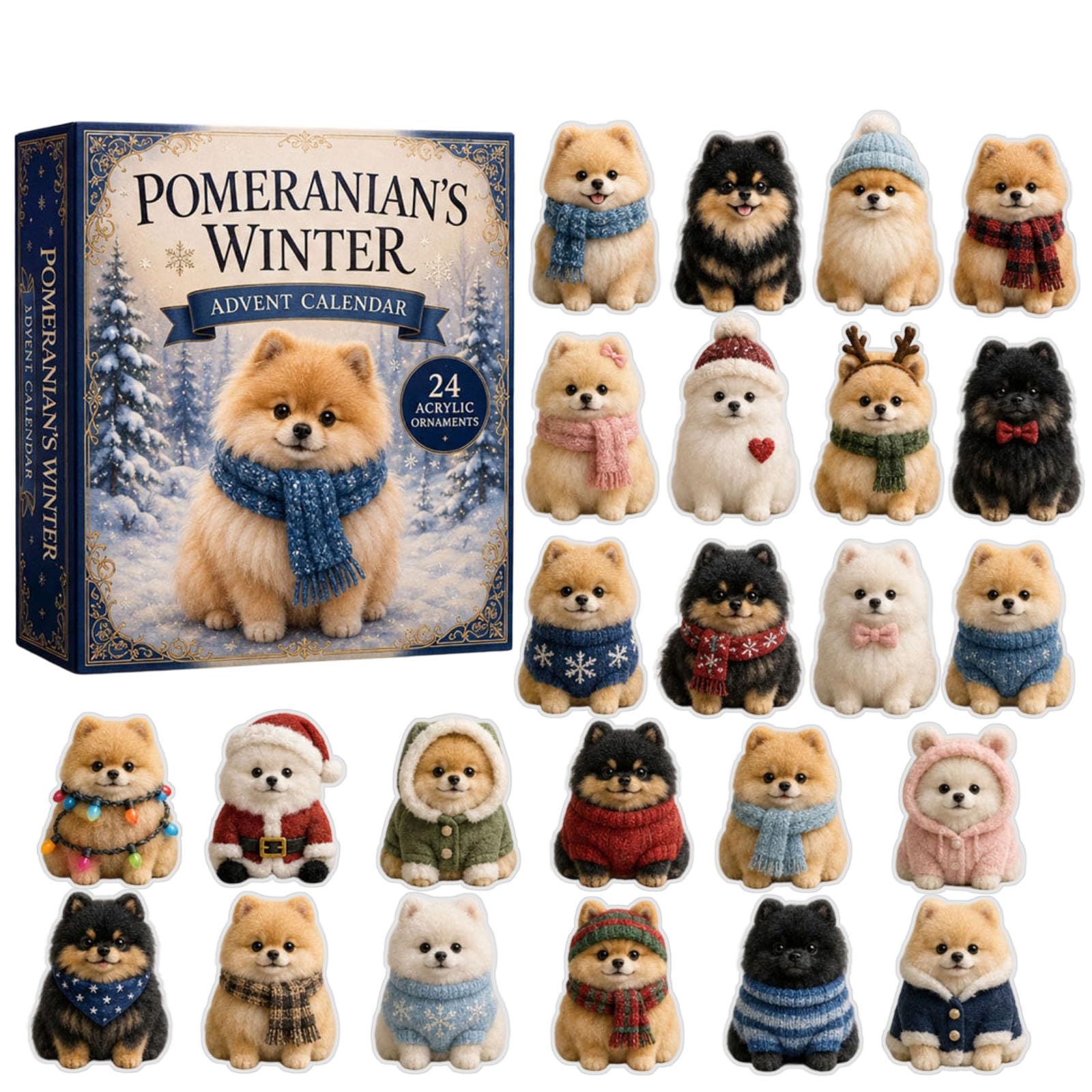 2026 Pomeranian Advent Calendar, 24-day Dog Christmas Countdown Calendar