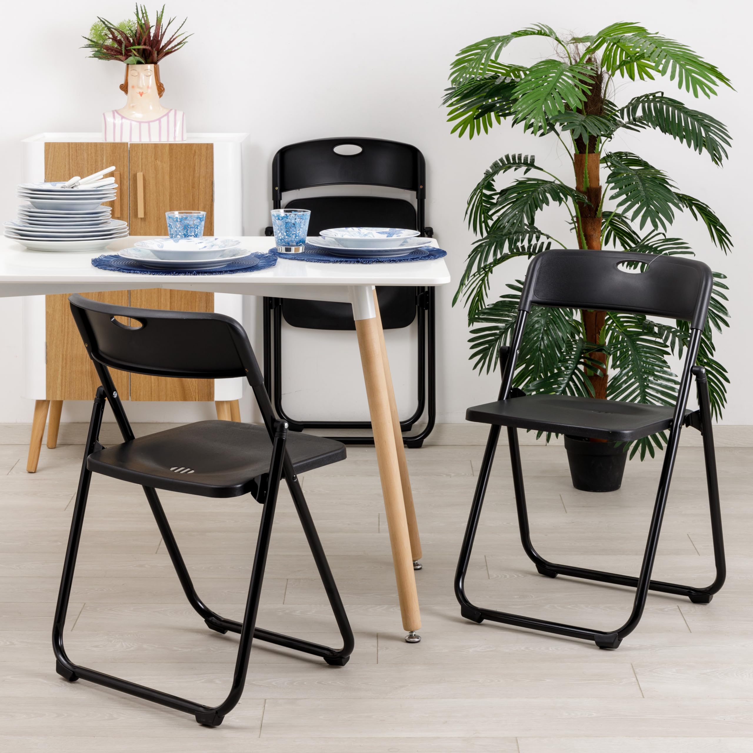 Sedia Pieghevole Baroni Home - 4 Pezzi, Acciaio Zincato, Bianco, 42x38x78 Cm