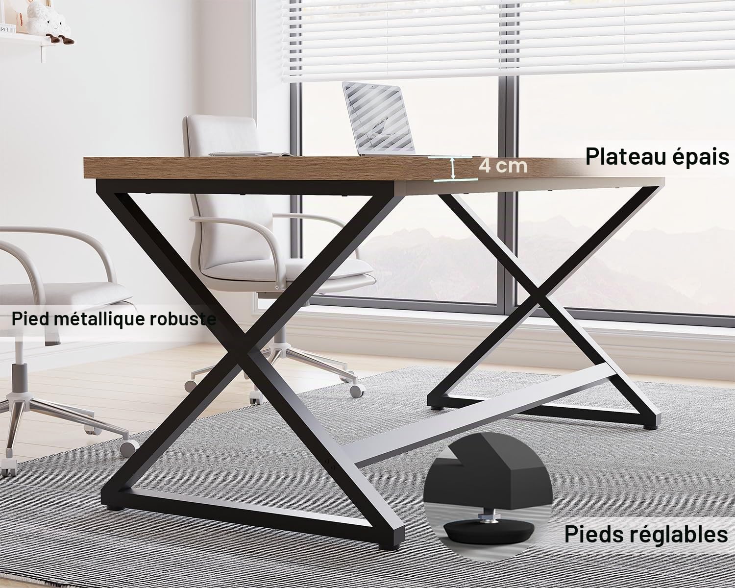 IBF Bureau D'Ordinateur Moderne Industriel Travail 152Cm Chêne Rustique
