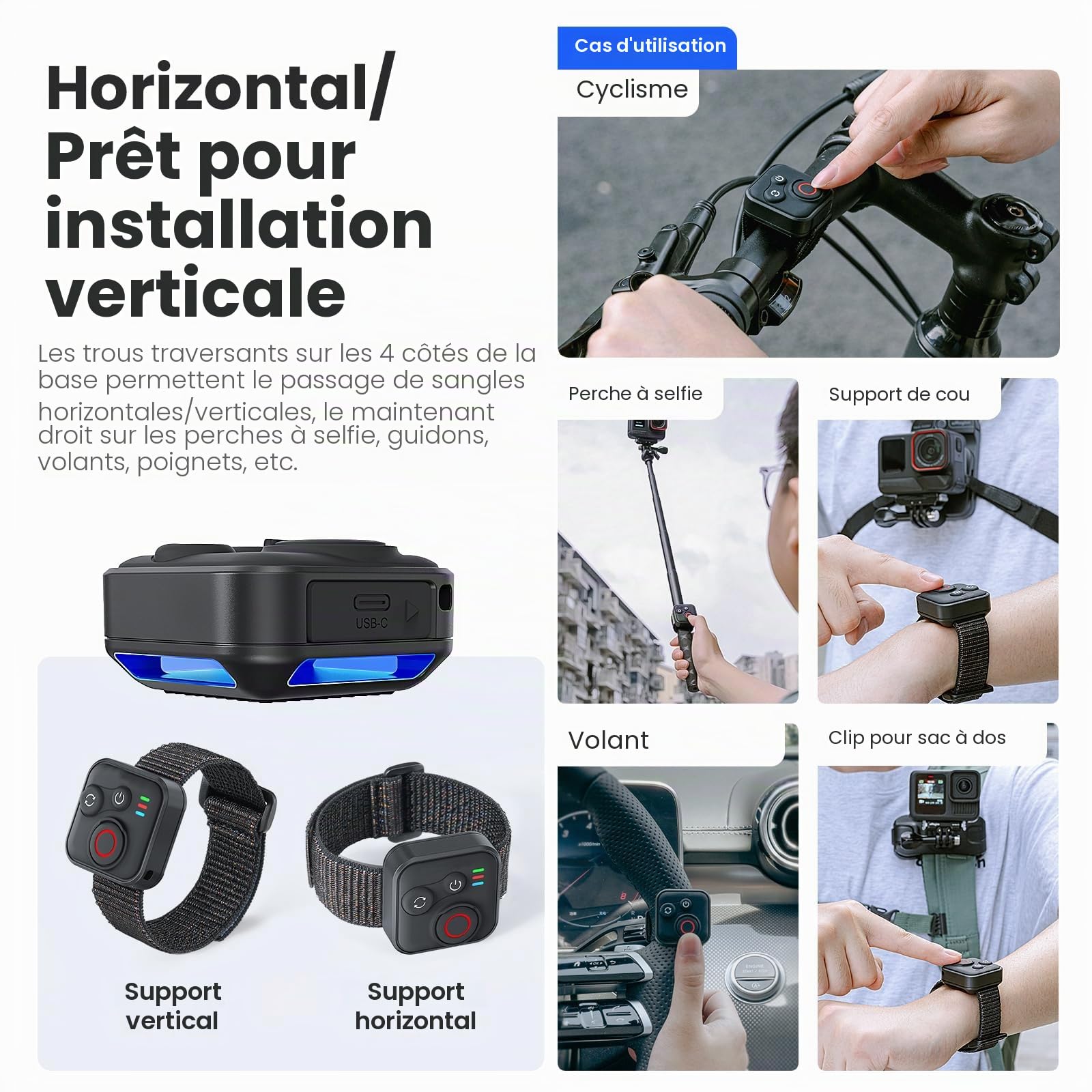 Télécommande Bluetooth Insta360 BT5.1 Type-C Étanche 50 m 96 h Endurance Smartphone Appareil photo Accessoires