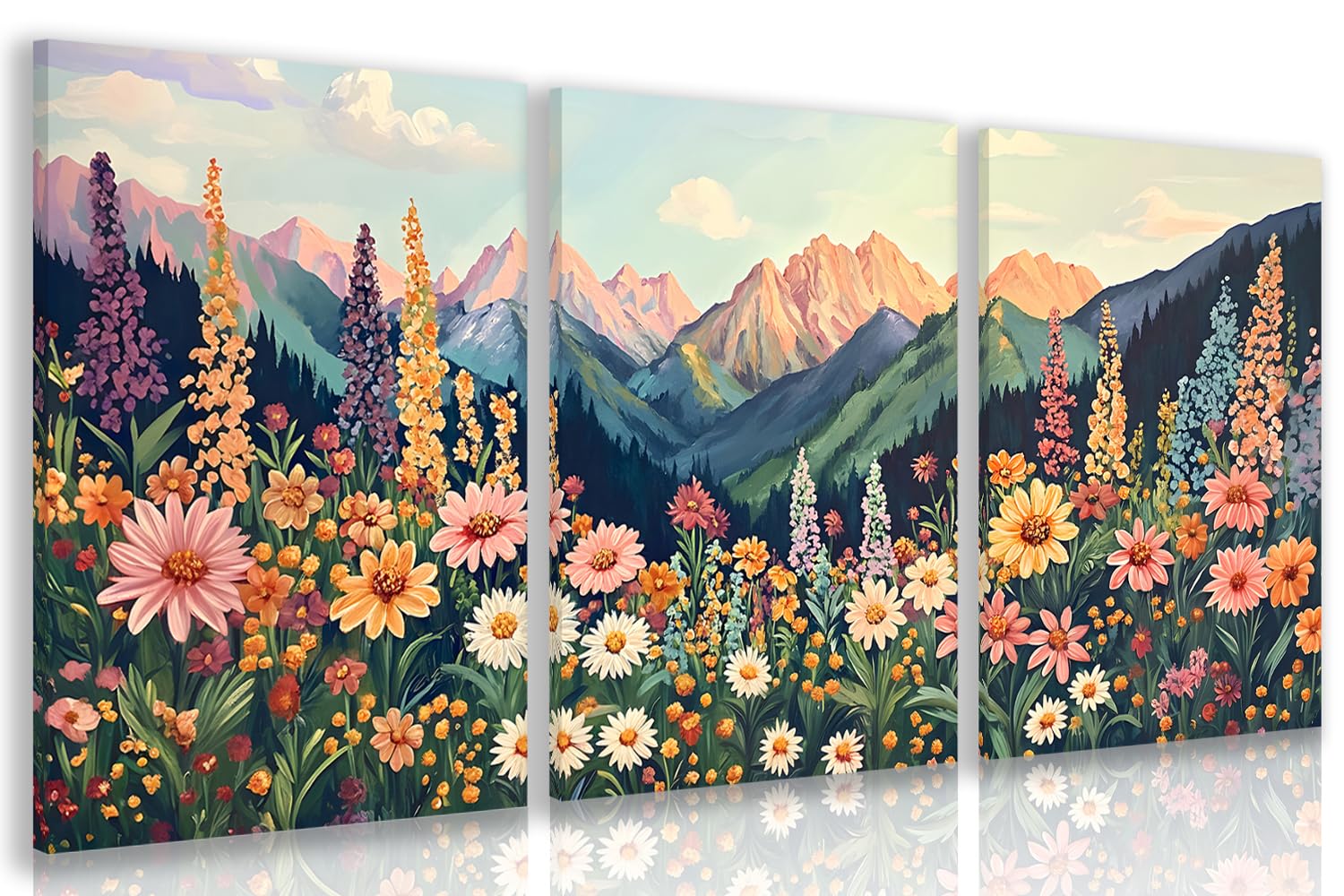 Amazon.com: Hianan Mount Daisy Wildflower Landscape Wall Art