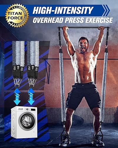 Miniatura 2 de Kit de barra de pilates mejorado con bandas de resistencia, látex natural para mujeres y hombres, barra de yoga multifuncional de acero inoxidable