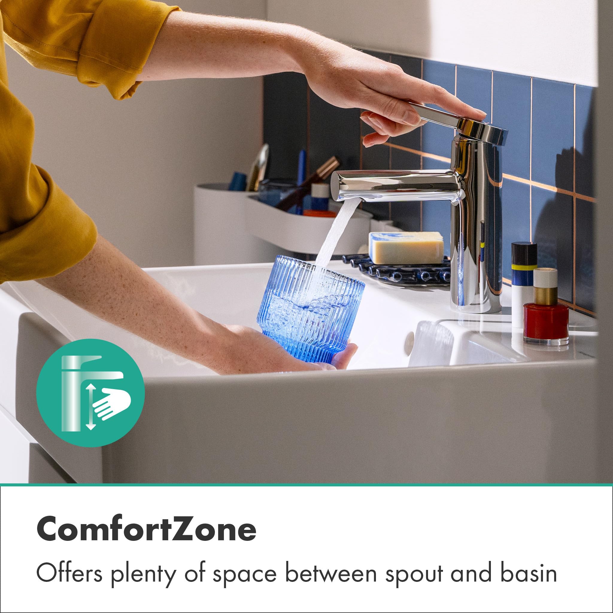 hansgrohe Zesis S, Bathroom tap Without Waste, Energy-Saving (CoolStart), Bathroom Sink tap with spout Height 104 mm - Image 4