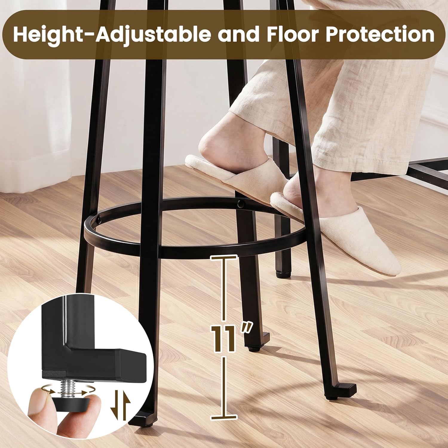 Yaheetech 29.5 inch Set of 4 Bar Height Stools Industrial Tall Bar Chair Round Backless Counter Stool with Metal Legs for Dining Room,Living Room,Kitchen Counter,Rustic Brown