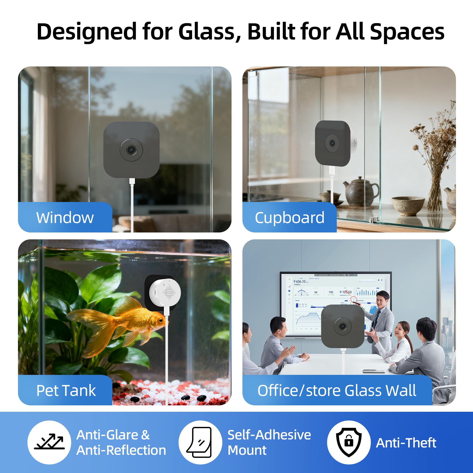 Hawkray - Cámara de ventana 2K 3MP, WiFi de 2.4 GHz para interiores para seguridad del hogar con detección de personas y movimiento, visión nocturna a todo color, grabación 24/7, instalación fácil y