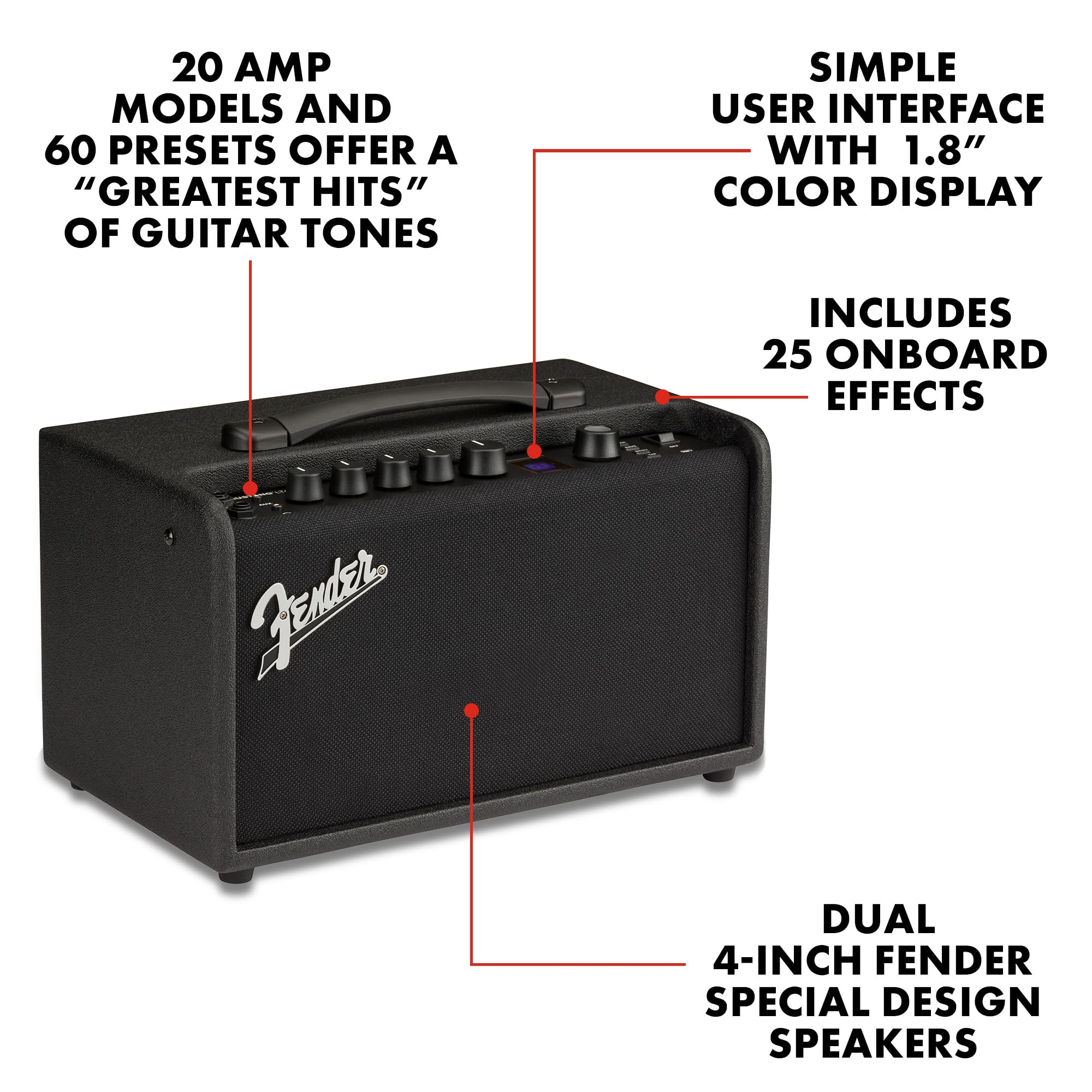 Amazon.com: Fender Mustang LT40S Desktop Guitar Amplifier, 40-Watt