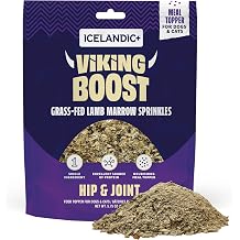 Icelandic+ Grass-Fed Lamb Marrow Sprinkles - 4oz Joint Support Food Topper | Single-Ingredient Collagen & Glucosamine Supplement, Air-Dried Protein Meal Booster for Picky Dogs and Cats