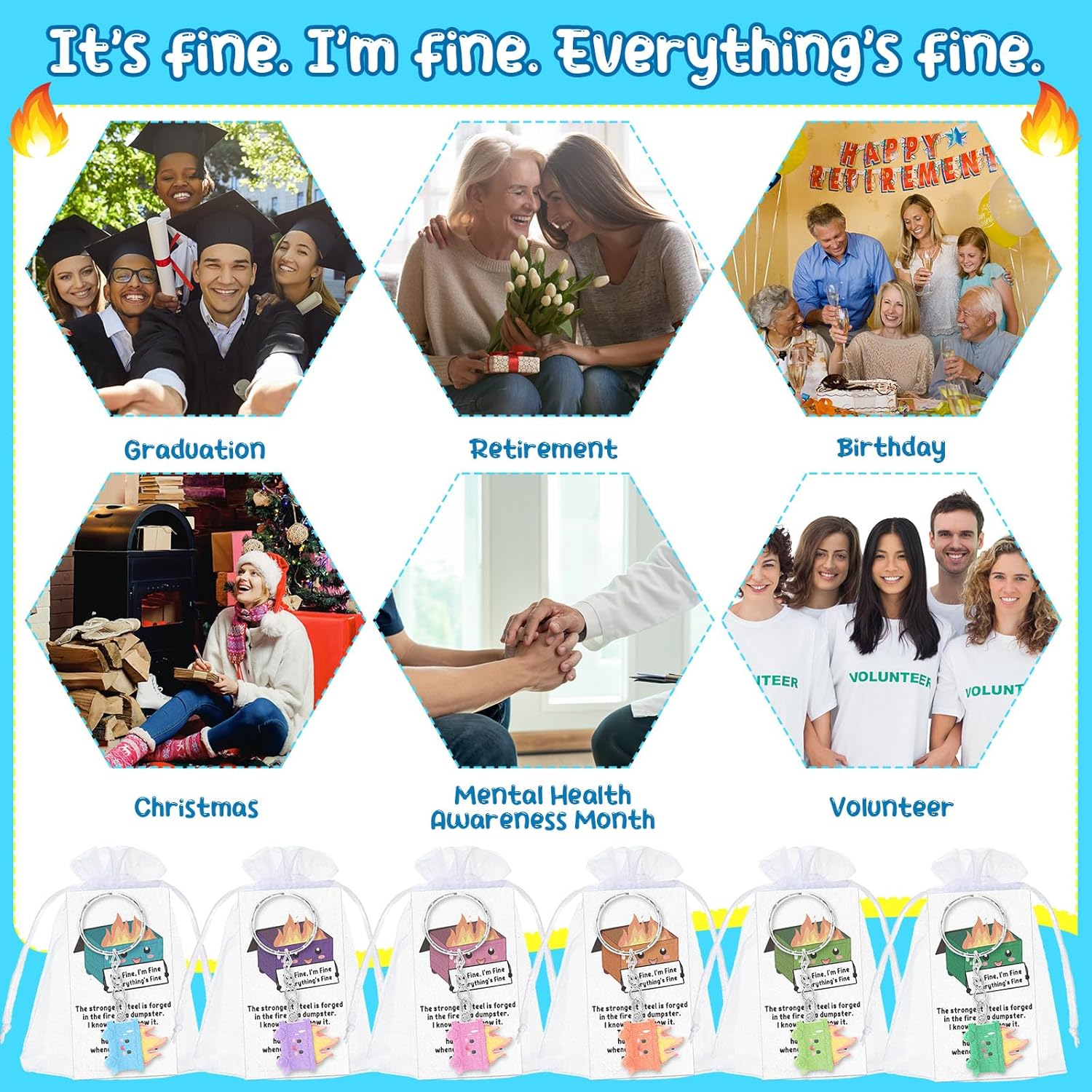 12 Sets Valentines Employee Appreciation Gifts Emotional Dumpster Keychain Funny Sets for Coworker Team Galentine Work Gift (Classic Style) - Image 6