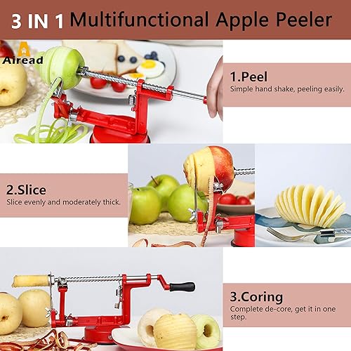 Miniatura 2 de Pelador de manzana, cuchillas de acero inoxidable, pelador de patatas y peras, duradero y resistente, herramienta de cocina mecánica de arranque