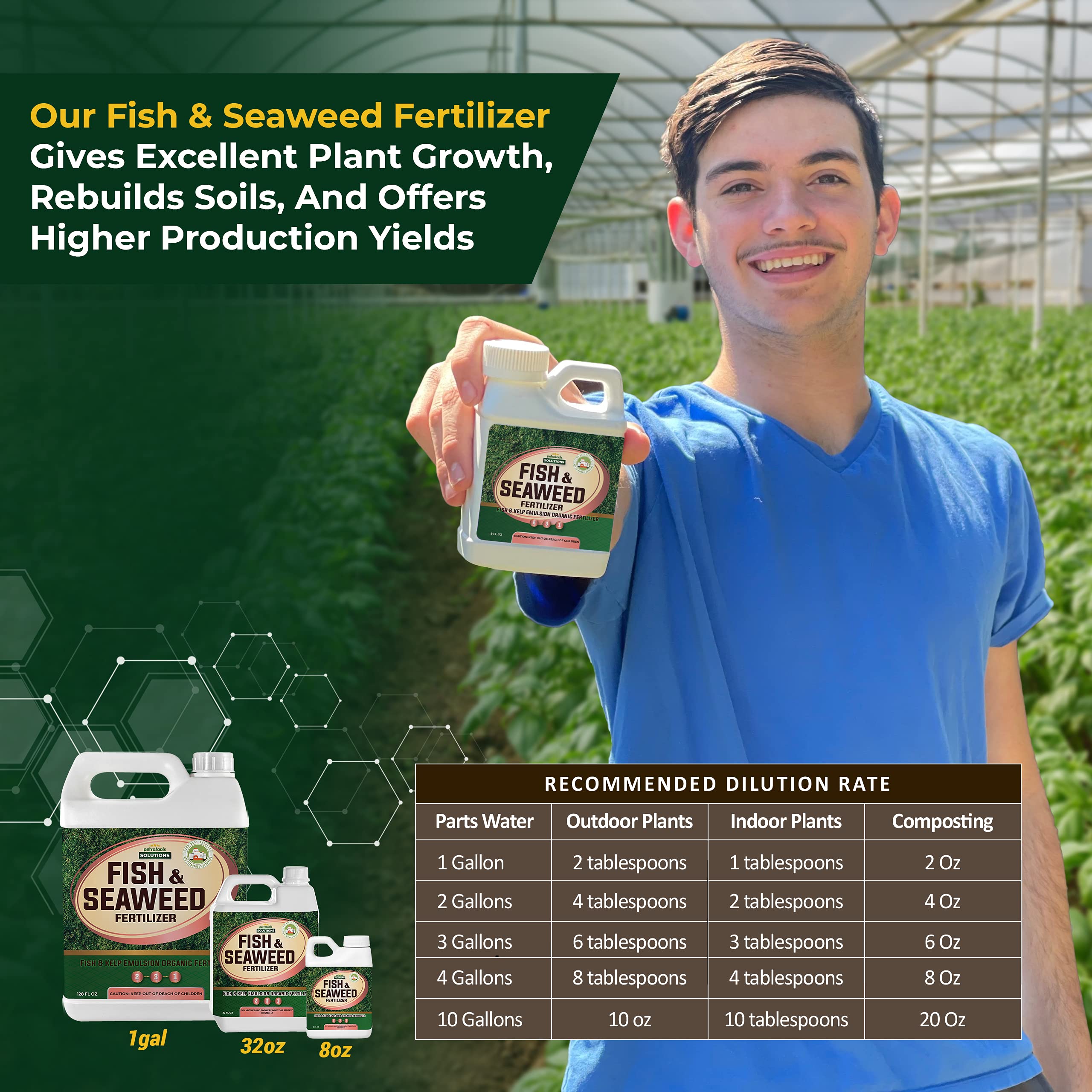 PetraTools Liquid Fish & Seaweed Fertilizer, Fish Emulsion Organic