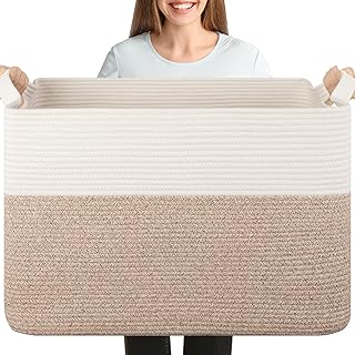 XXXL Supre Large Blanket Basket for Clothes, Towels, Pillows, 108L Cotto...
