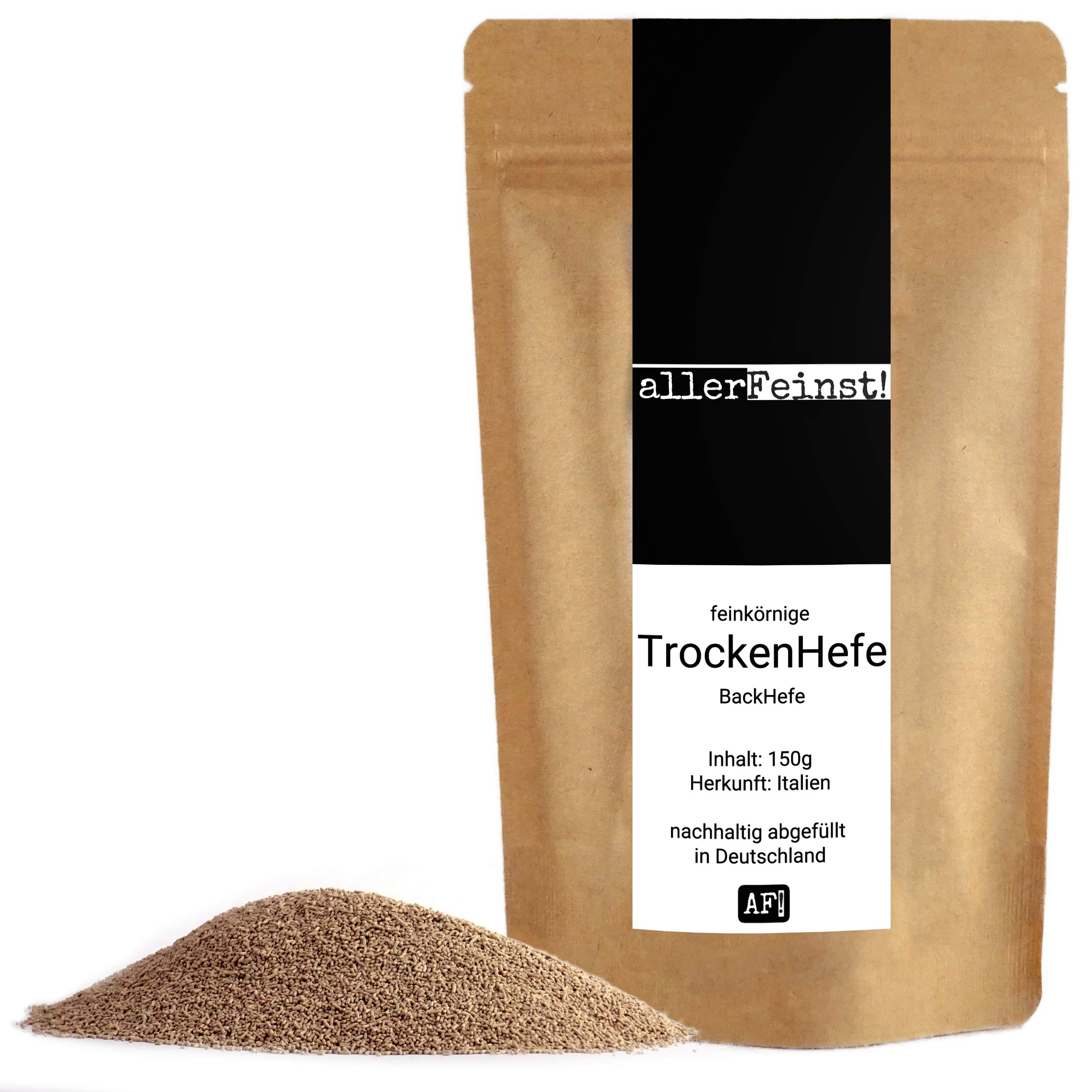 allerFeinst! - Hefe - feinkörnige Premium Trockenhefe Backhefe Germ Yeast für z.B. Ciabatta, Pizzateig, Kuchen, Gebäck, uvm (150g)