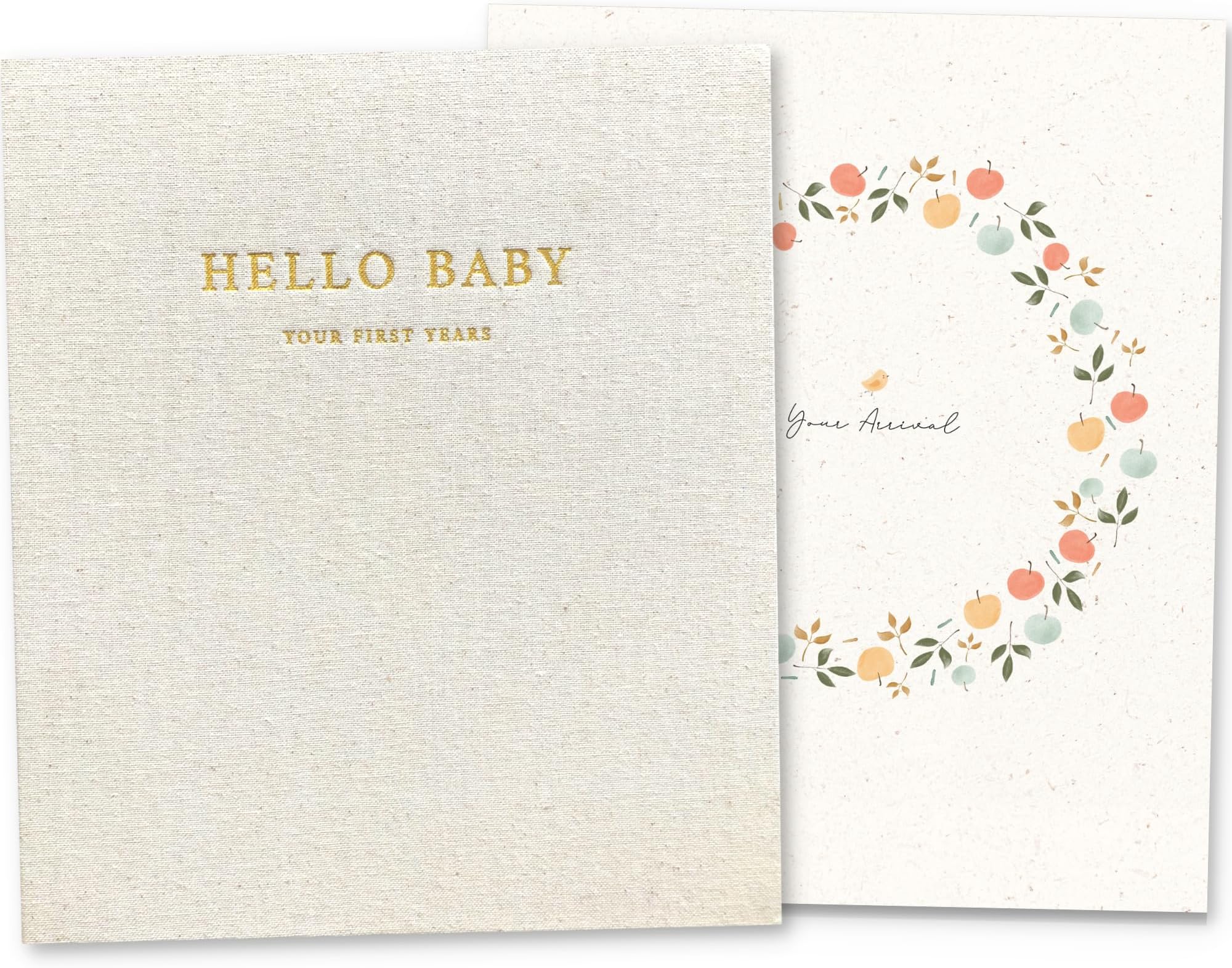 Peachly Baby Memory Book | Baby Book First Year Book Keepsake for Milestones | Simple Cute Scrapbook | Books for Girl | Natural Linen - Clementine