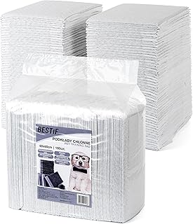 BESTIF Trainingspads für Hunde Welpen auslaufsicher Hunde Unterlagen mit Aktivkohle Kohlenstoff zur Geruchskontrolle Training Pads Set 100 Stück 6-lagig (100, 60 x 60 cm) product image