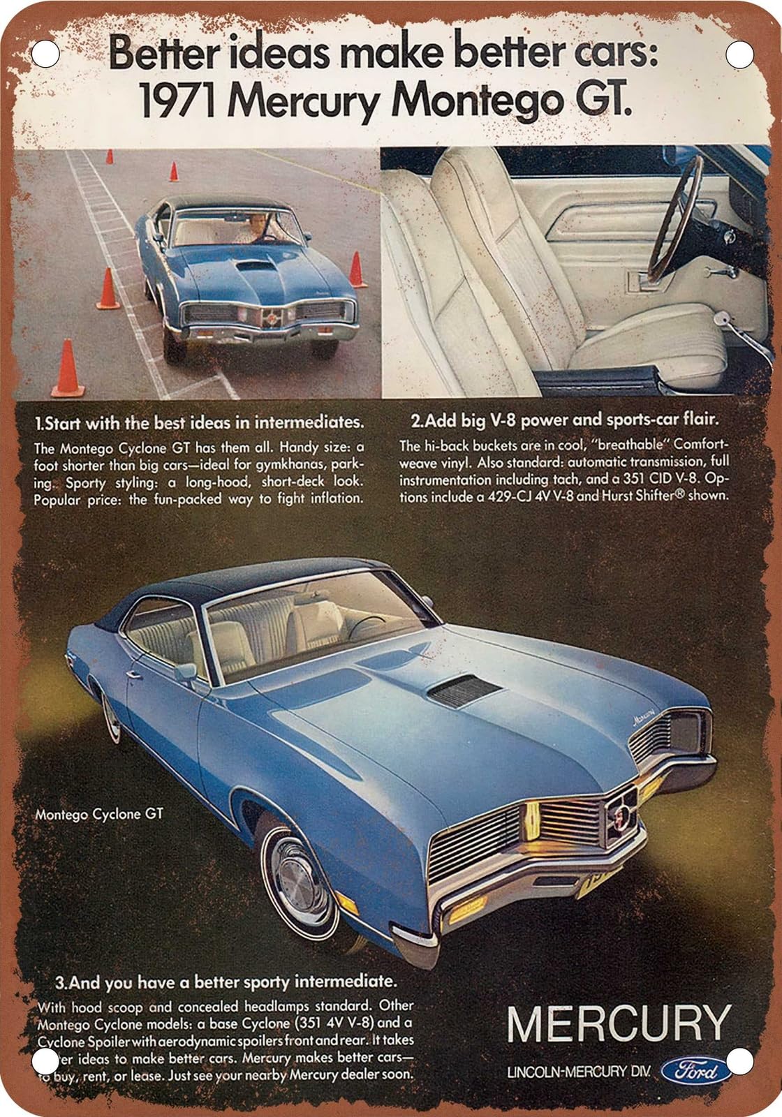 Miaomansenstore Metal Sign - 1971 Mercury Vintage Ad 06 - Old Retro Rusty Look Home Decor