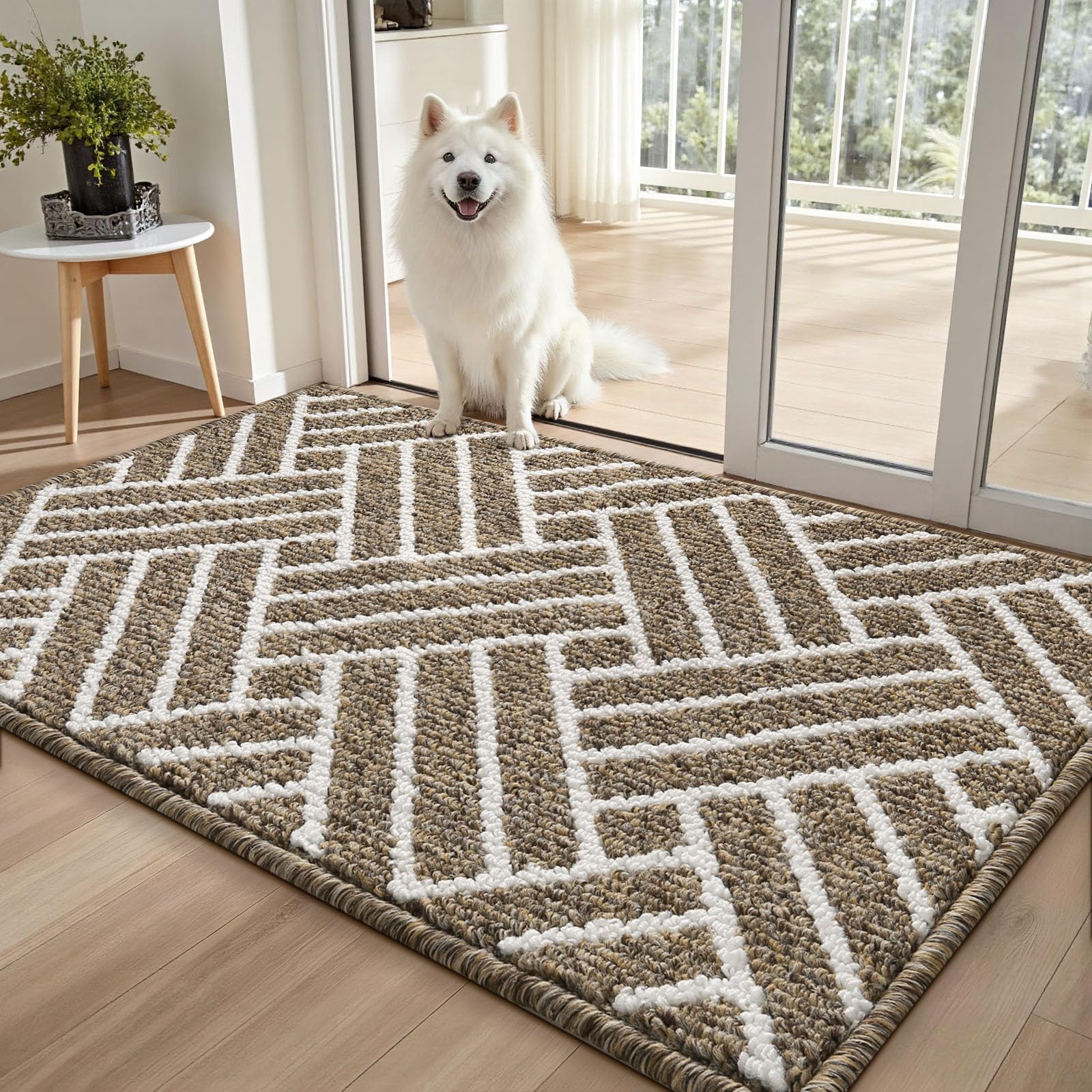 Sour Lemon Door Mat 80x120cm – Washable Non Slip Doormat Indoor, Super Absorbent Dirt Trapper Rug Door Mats for Entrance, Line pattern Floor Mat For Front Back Door, Kitchen, Pets