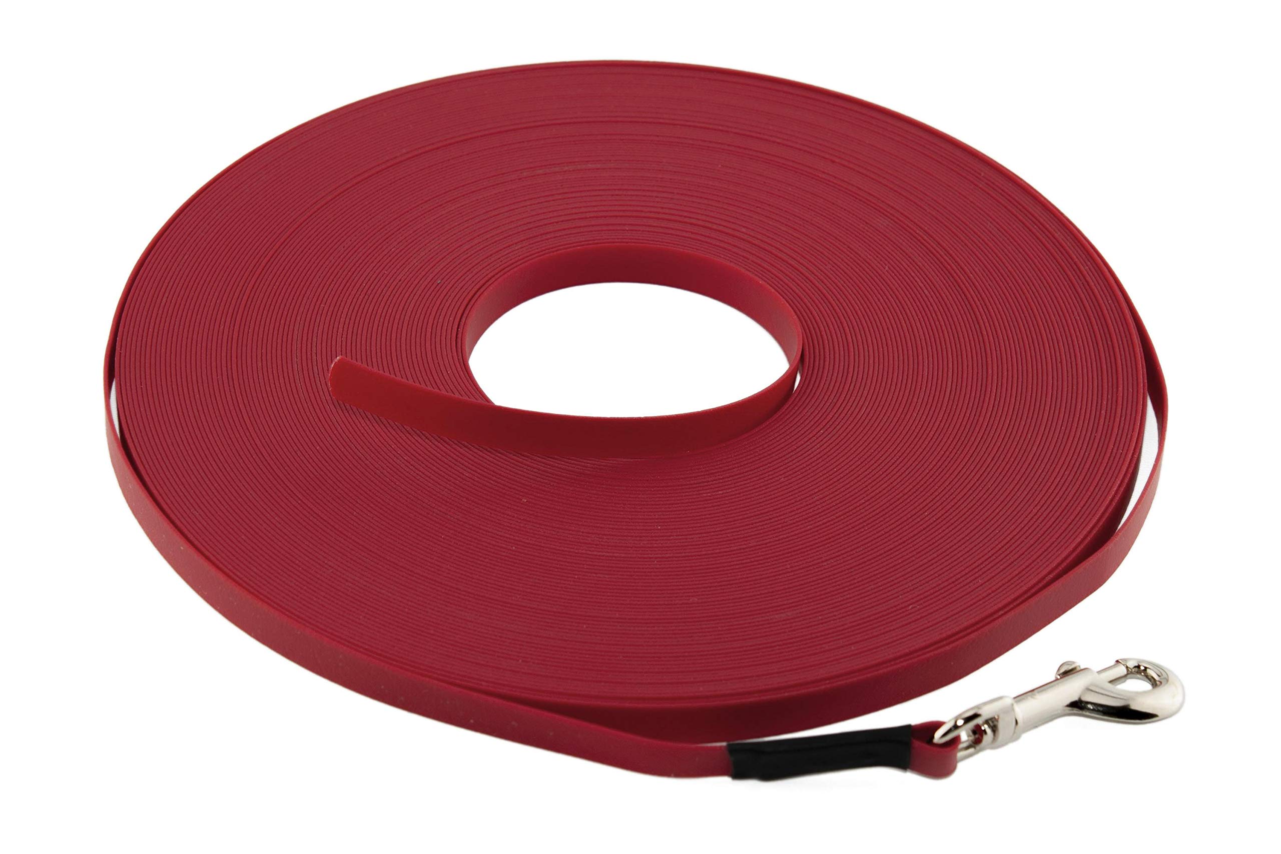 LENNIE Ultraleichte BioThane Schleppleine für Hunde bis 5kg, 15m lang, ohne Handschlaufe, Rot, genäht, 9 mm