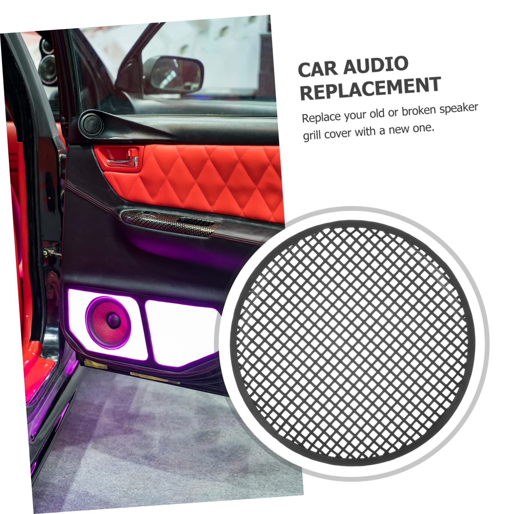 VANZACK 2pcs Sound Grille Speaker-grills Protection Speaker Refitting Net Protector Car Audio Cover Enclosure White Large Speaker Mesh Speaker for Car Guard Protective Outdoor Iron Black