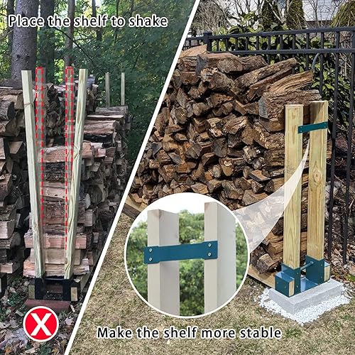 Vista 10 de Mofeez - Kit de soporte de almacenamiento para leña al aire libre, soporte de almacenamiento de madera para chimenea, ajustable a cualquier longitud