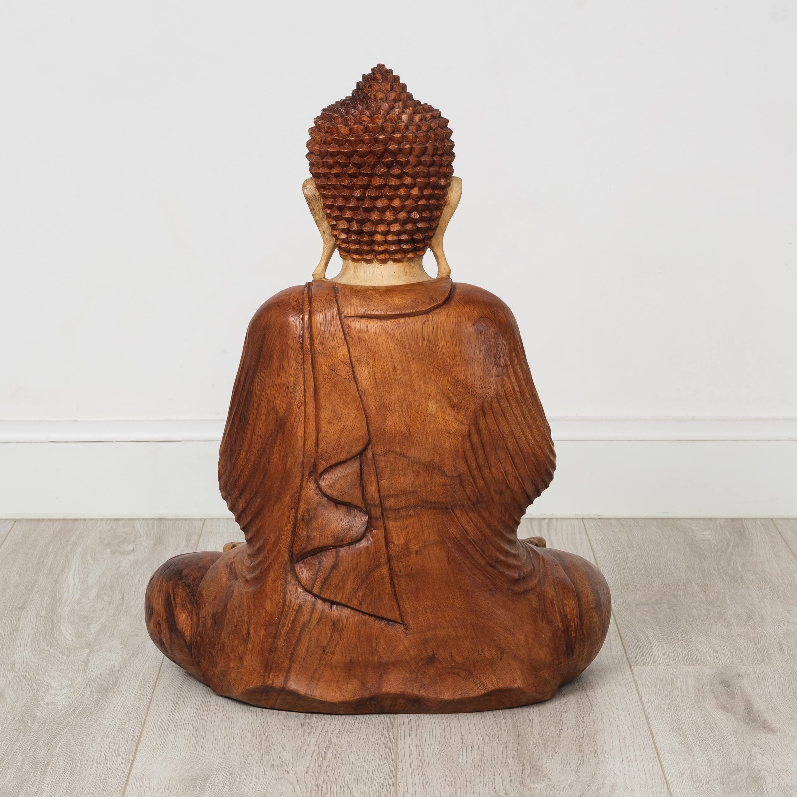 Livasia Bouddha en Bois de Bali, Statue bouddhique, Sculpture en Bois Massif, Durable et Fait Main (50 cm)