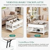 YITAHOME Lift Top Coffee Table, Easy-Lift, 2-Tier Storage, Adjustable Height with Hidden Storage Compartment and Shelf for Living Room, Office, White&Gray - 2