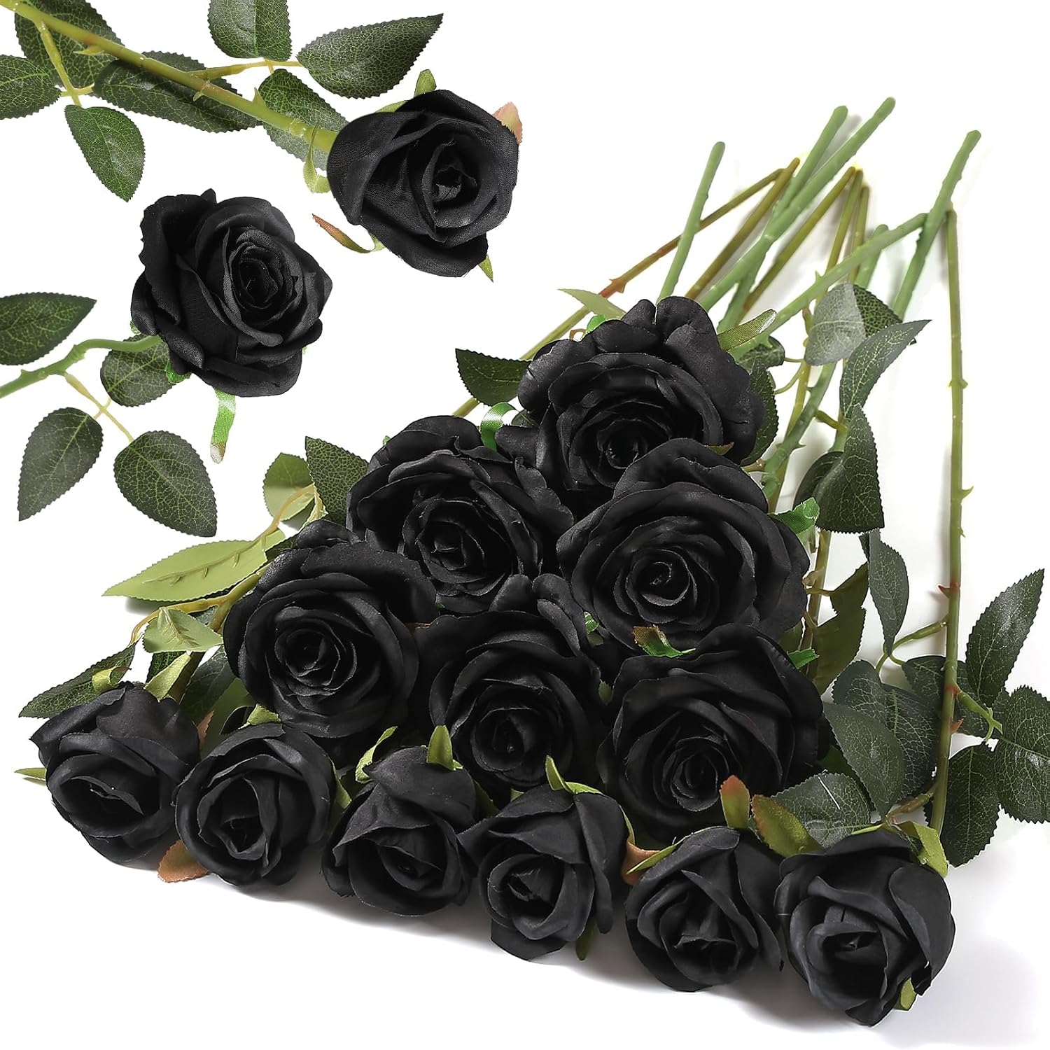 12 St ck Schwarze Rose K nstliche Blumen Blumenstrau  Kunstblumen Wie Echt Hochzeit Deko Home Decor DIY-Blumenarrangements Realistische Dekorative Blumen 51 cm Schwarz