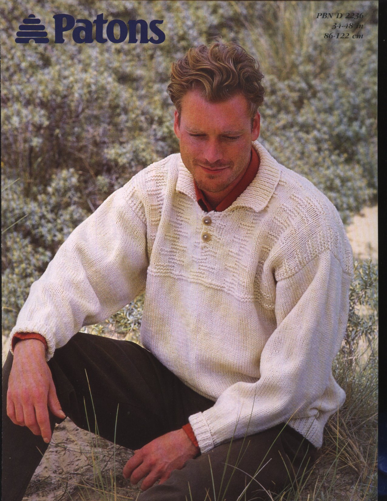 PATONS 2236 knitting pattern MENS ARAN YOKE PATTERNED SWEATER