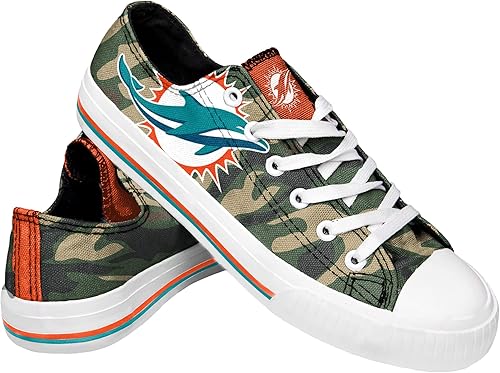 FOCO Miami Dolphins NFL Womens Camo Low Top Canvas Shoes - 8