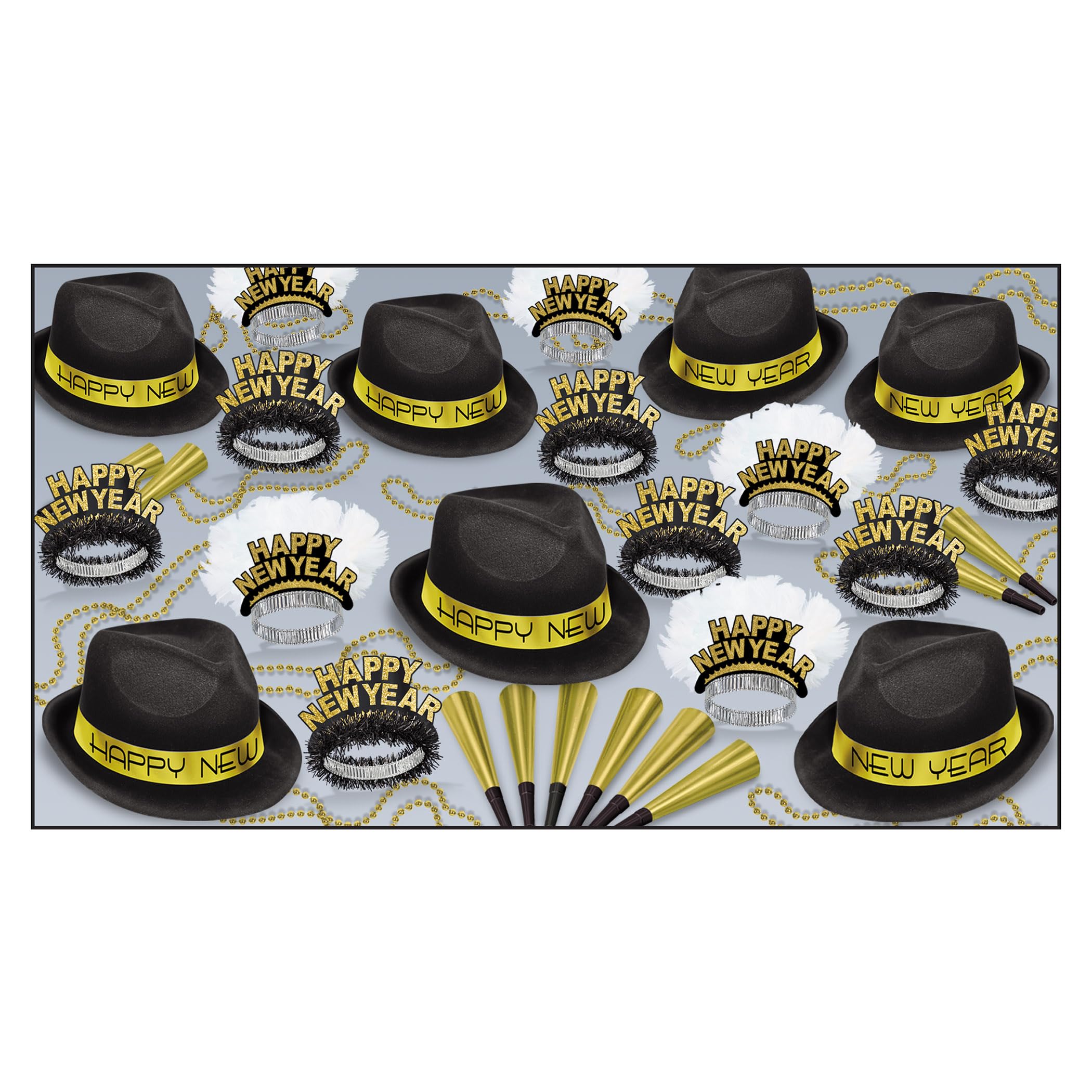 Beistle 88939-GD50 - Assortimento per 50 Persone, Colore: Nero/Oro/Bianco