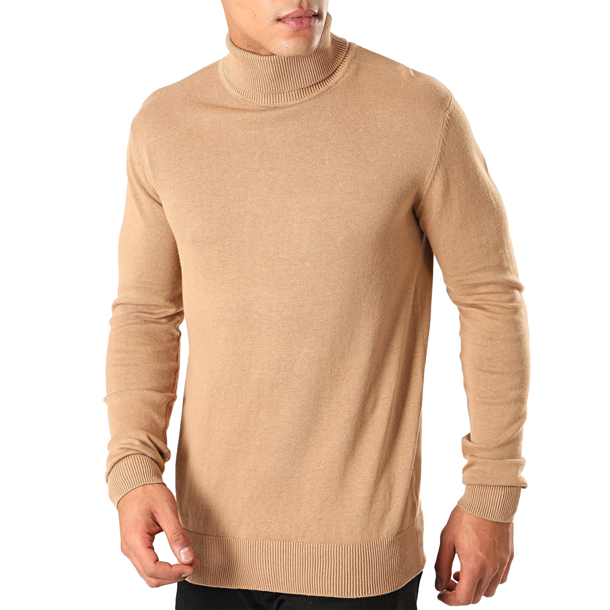 Brave Soul Men's Old Camel Hume Turtle Roll Neck Ribbed Trim Jumper