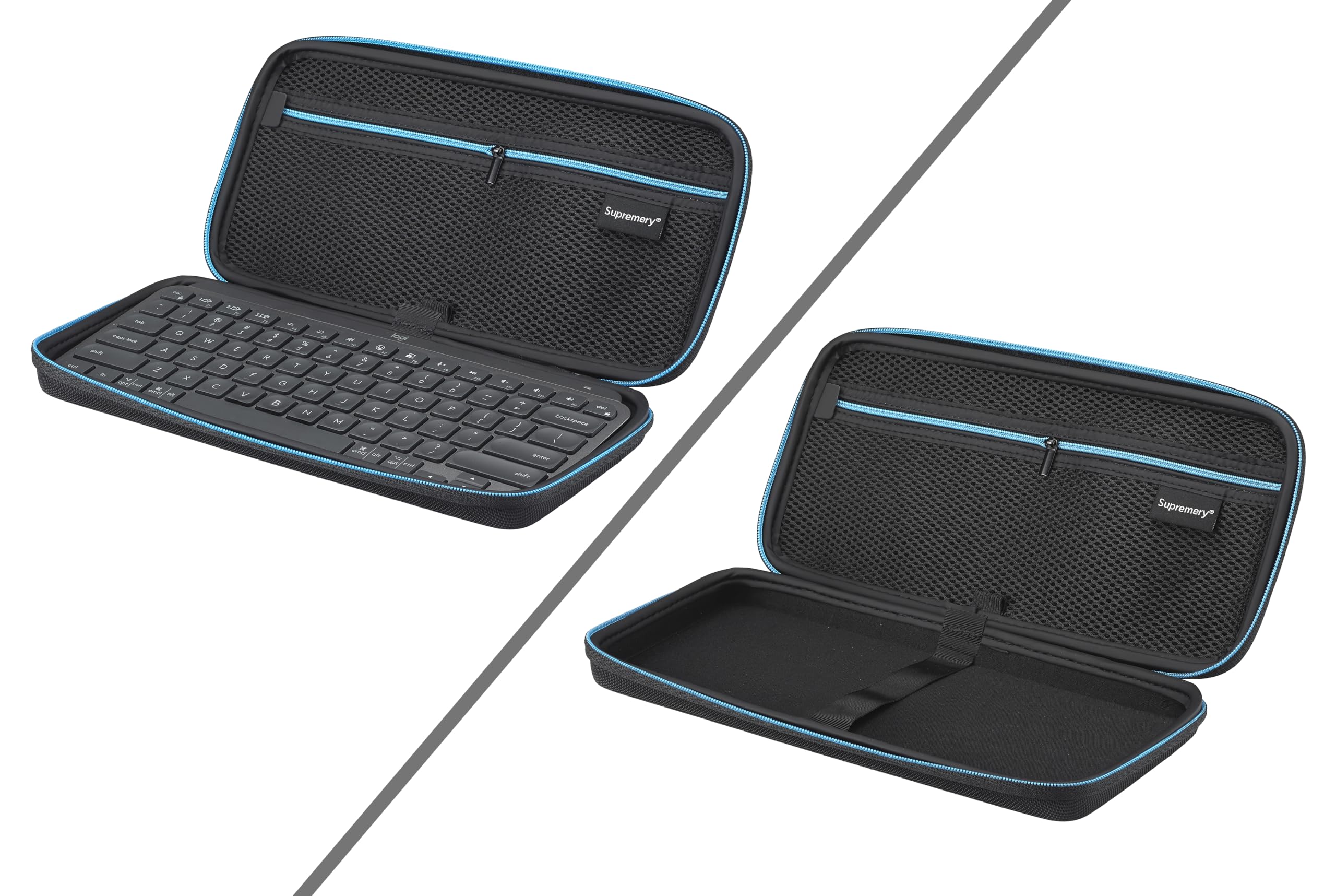 Tasche kompatibel mit Logitech MX Keys Mini Kabellose Tastatur – Hartschalen Case Hülle mit Innenorganizer & Reißverschluss – Schutz- und Transporttasche für Tastatur & Zubehör