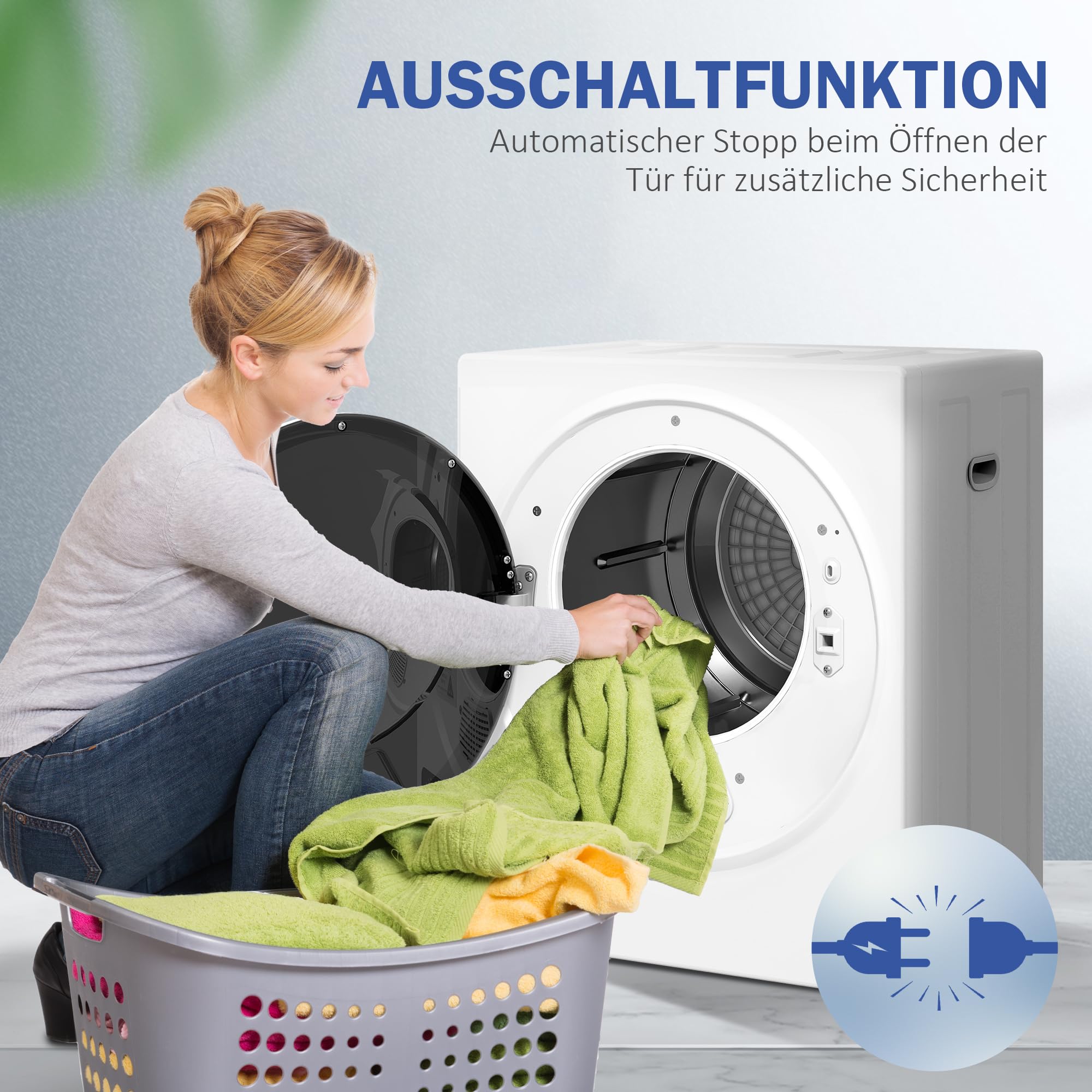 HOMCOM Mini Wäschetrockner 4 kg mit 4 Programme bis zu 65℃ 850W Freistehend Wandmontierbar Ablufttrockner mit 2 Heizstufen, Sterilisation, Edelstahltrommel Trockner für Kleidung Wohnmobile Weiß