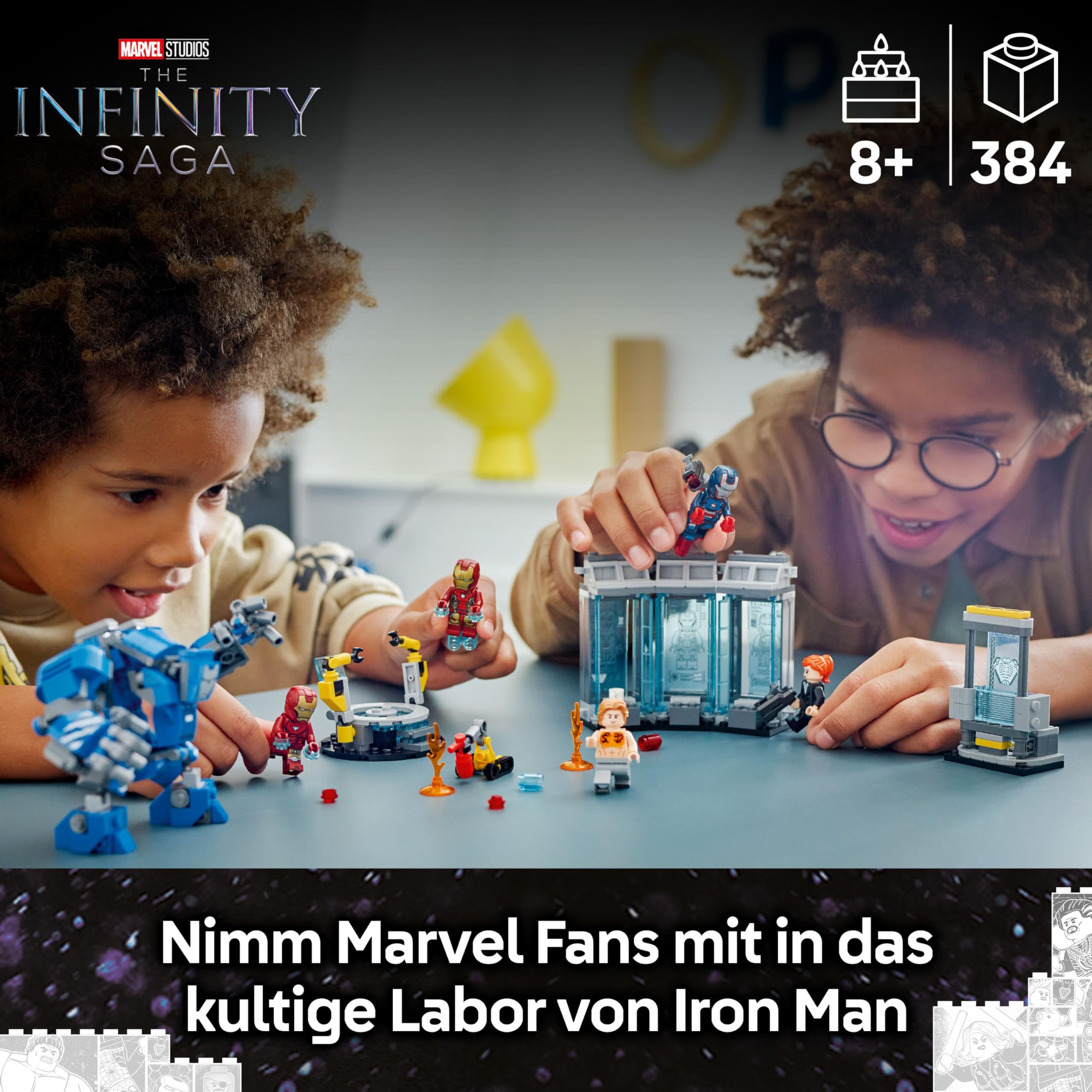 LEGO | Marvel Iron Mans Labor: Halle der Rüstungen - Superhelden Spielzeug mit Einer Mech Figur, 5 Minifiguren inkl. Aldrich Killian - Avengers Geschenk für Jungen und Mädchen ab 8 Jahren 76315