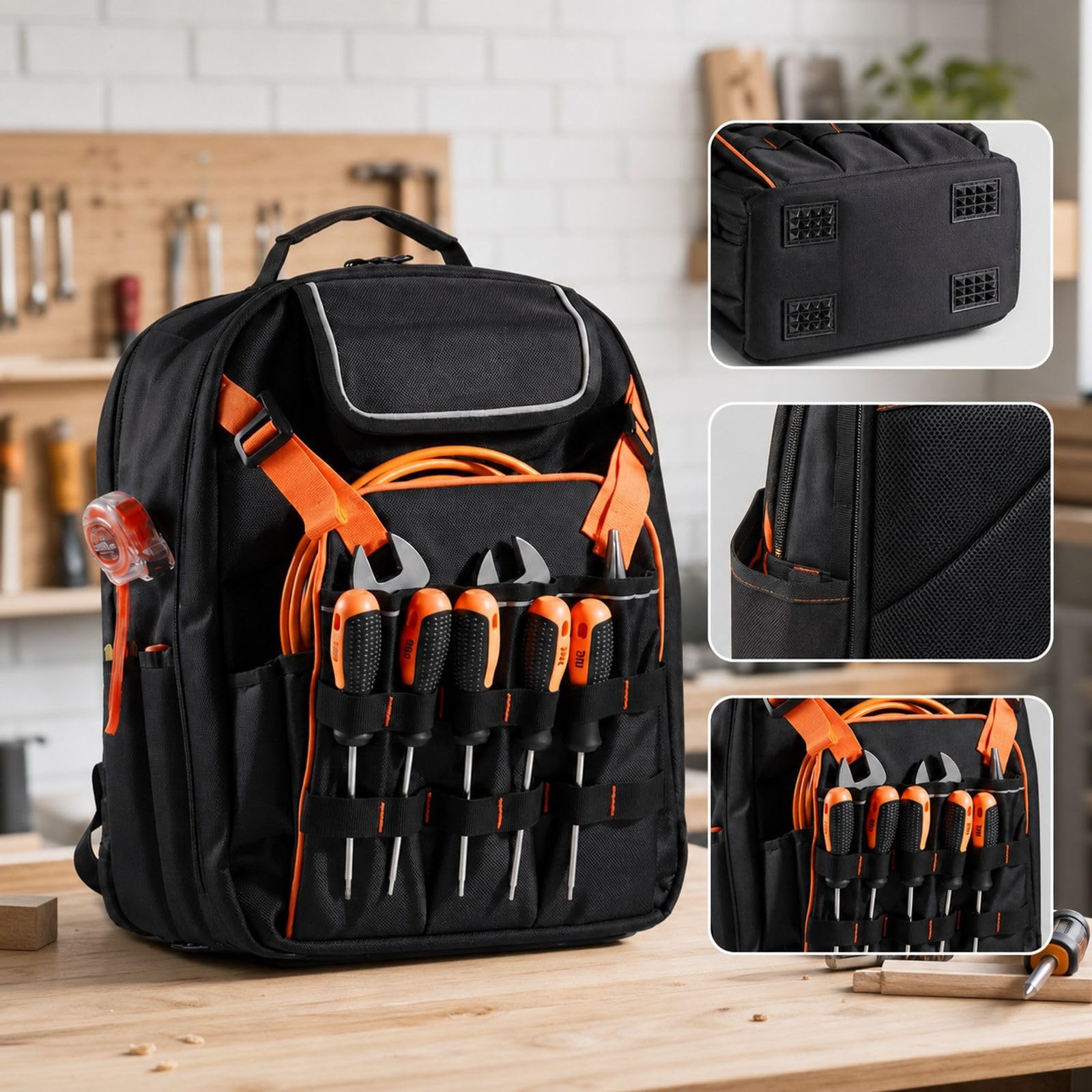 Sac à dos à outils avec 45 poches pour chantier