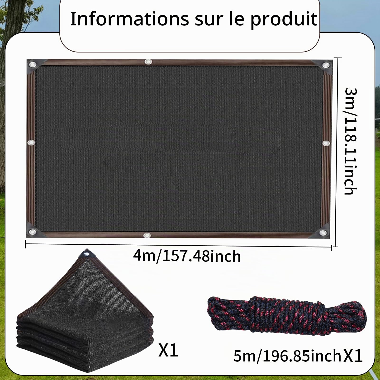 Filet D'Ombrage, 3x4M Tissu D'Ombrage, Filet Protection Solaire 80% à 90% UV Tissu D'Ombrage, Toile D'Ombrage avec œillets pour Jardin, Pergola, Terrasse, Plantes, Serre, Filet Solaire d'Extérieur